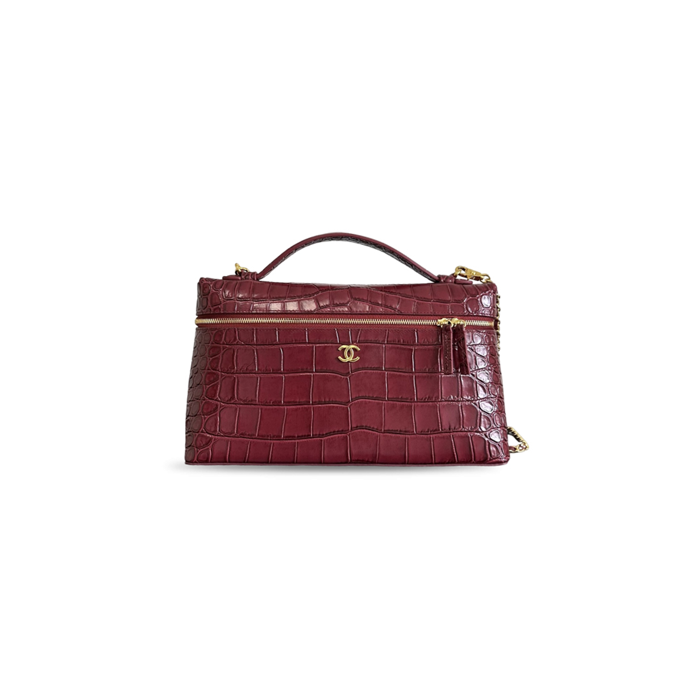 CHANEL CROCODILE EMBOSSED VANITY WITH CHAIN HANDBAG (28*17*5cm)